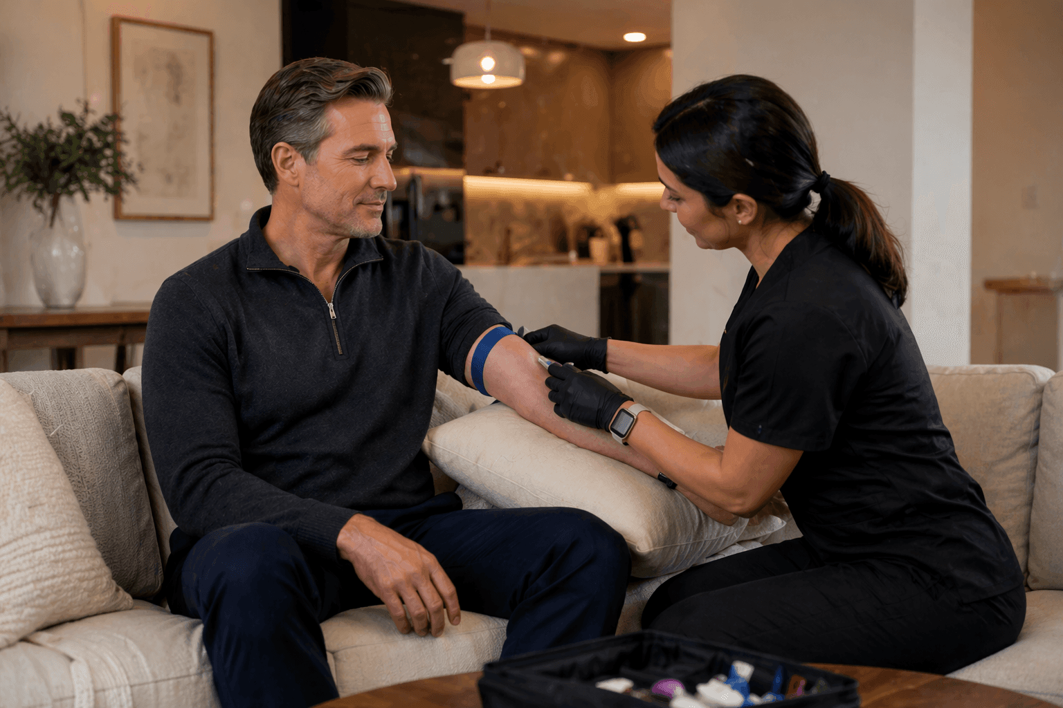Clinician drawing blood sample